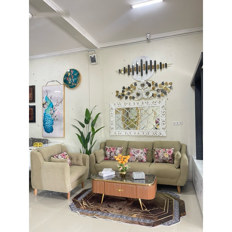 SOFA RETRO DUDUKAN 3+1+MEJA GRANIT