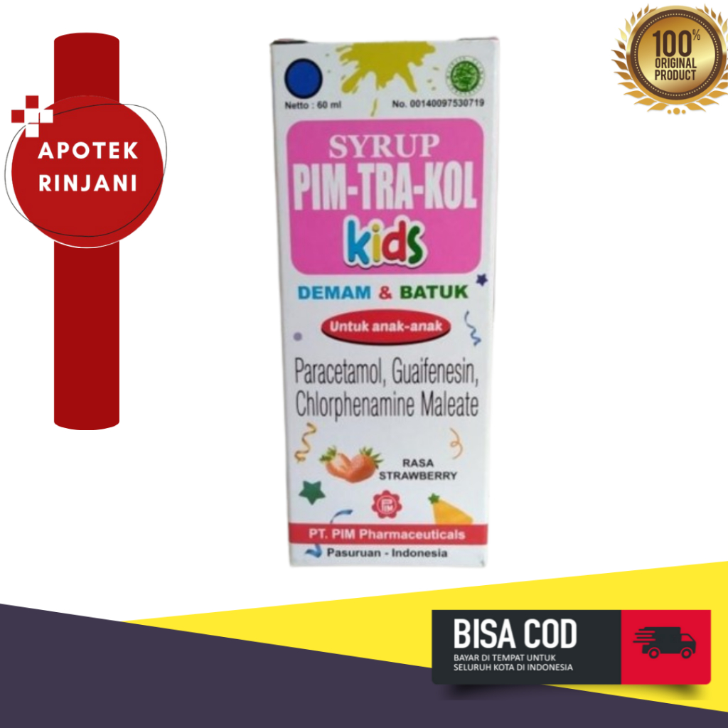 PIMTRAKOL KIDS DEMAM & BATUK ANAK SIRUP STRAWBERRY (60 ML)