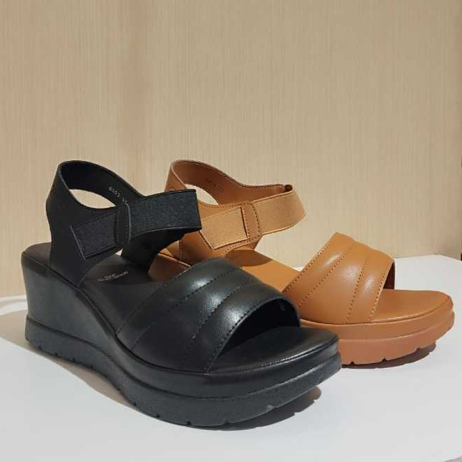 Rohde 6903 Sandal wedges Wanita Warna Black dan Tan