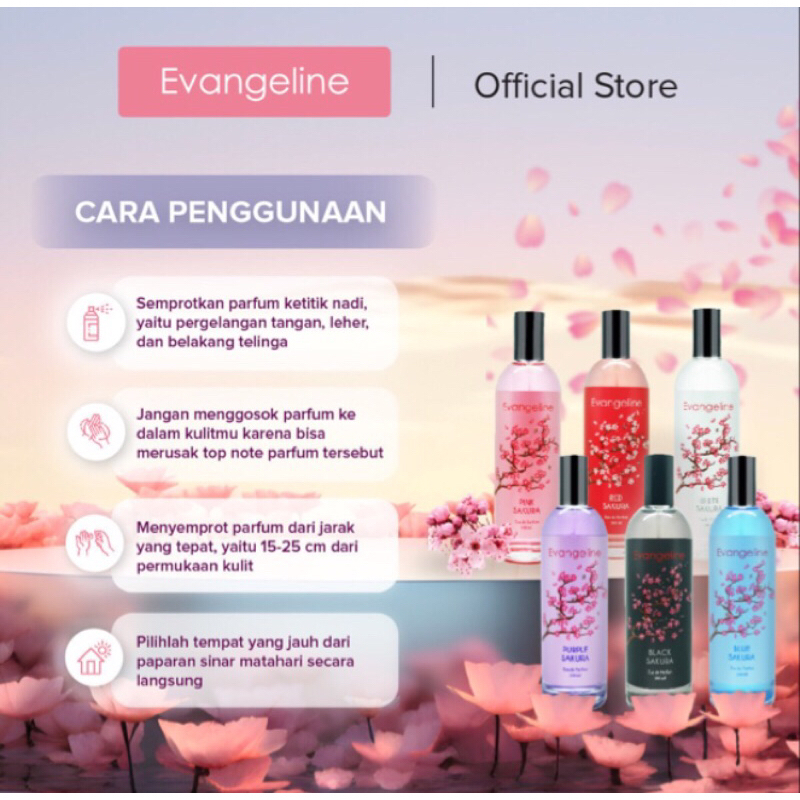 EVANGELINE - EAU DE PARFUM SAKURA SERIES ( 100 ml ) - Perfume Red / Blue / Black / White / Pink / Pu