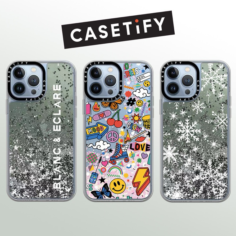 case casing CASETiFY LIQUID GLITTER GLITER BLINK SNOW FLAKES SHINCHAN LOVE BLANC ECLARE KOREAN STYLE