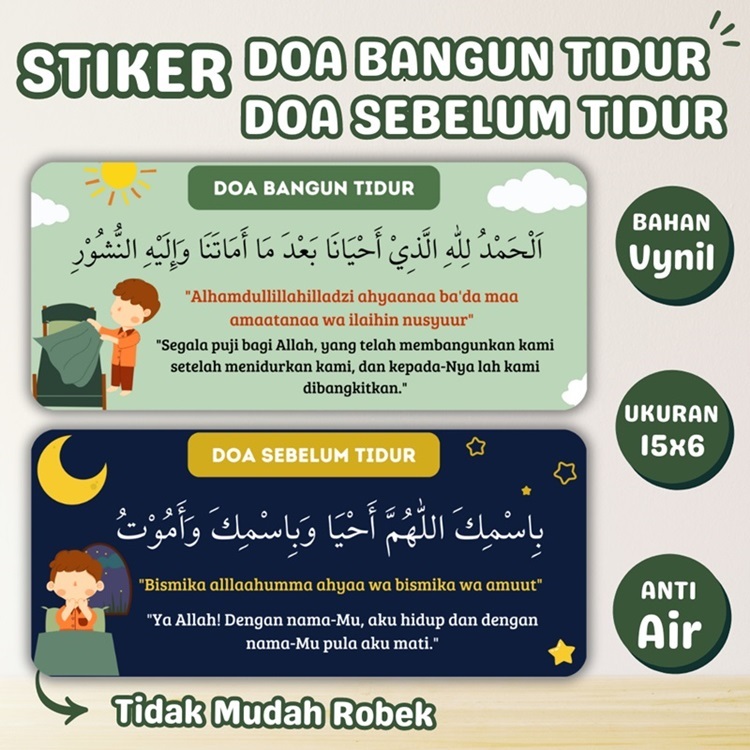 [STIKER DOA HARIAN] Stiker Vynil Doa Bangun Tidur Doa Sebelum Tidur