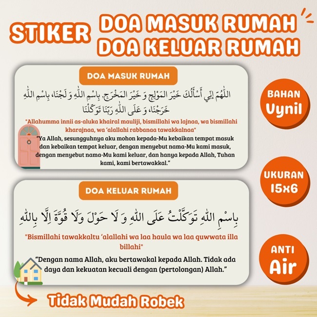 [STIKER DOA HARIAN] Stiker VynilDoa Masuk Rumah Doa Keluar Rumah Stiker Tahan Air