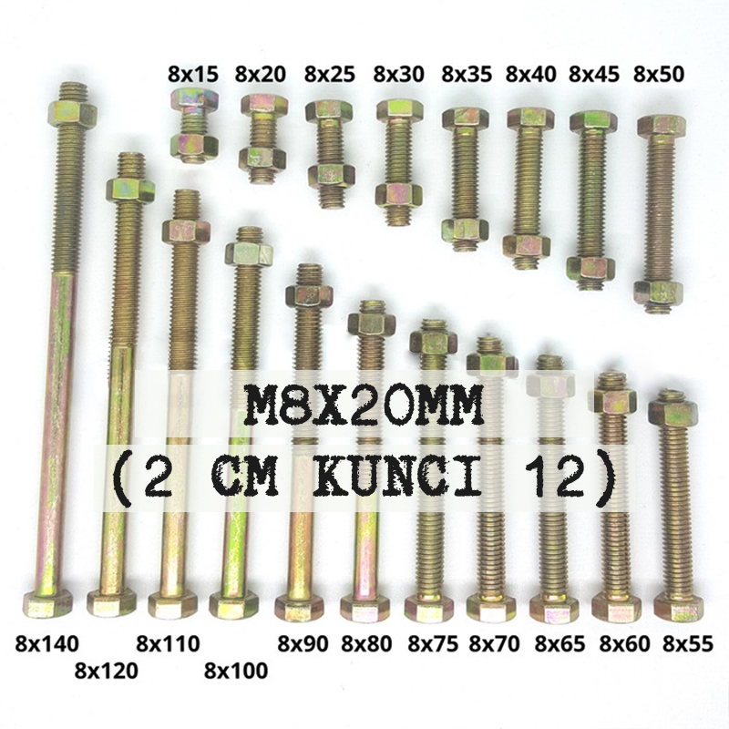 Mur Baut M8x20MM Baut kunci 12