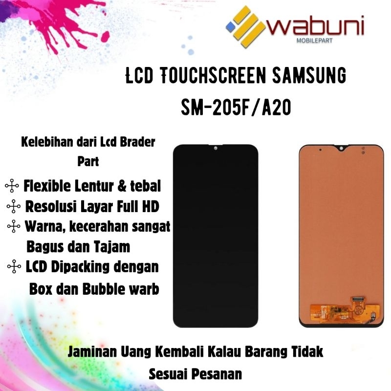 Wabunimobilepart Lcd Touchscreen Samsung A20 / SM-205f / lcd hp samsung/ touchscreen hp