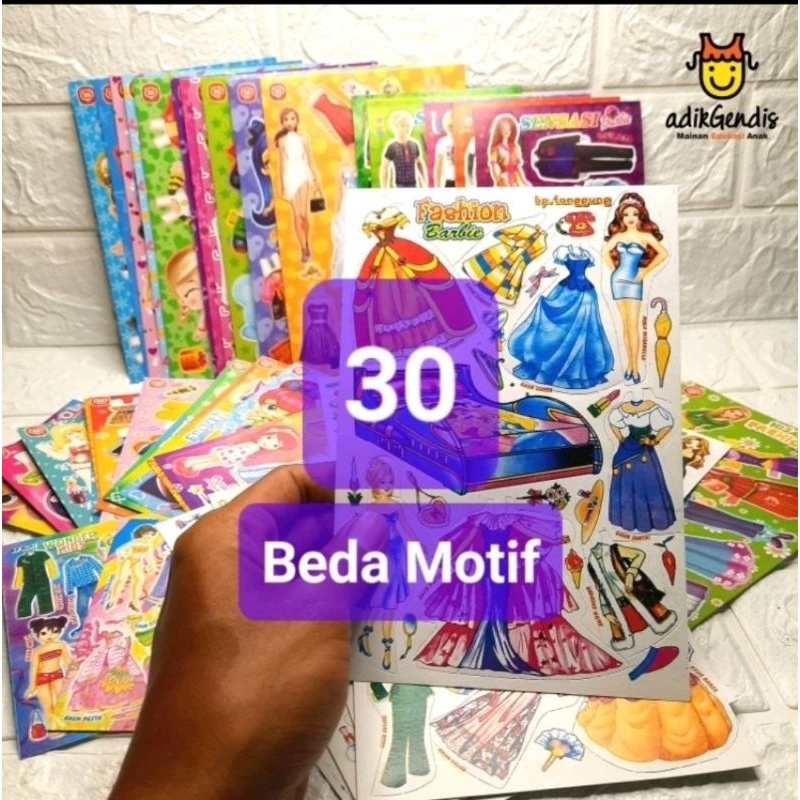 Mainan anak Paperdoll / boneka kertas / BP / Baju bahan karton isi 10 20 30 paket gambar berbeda
