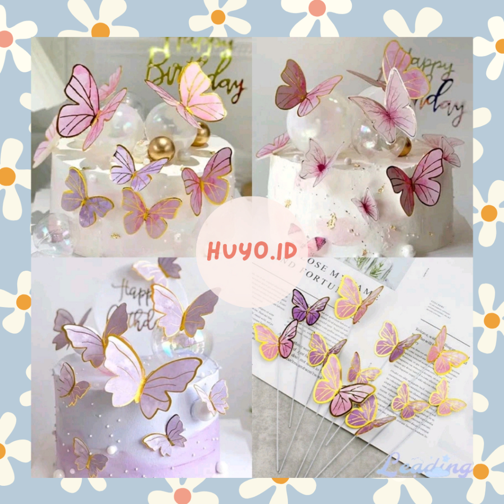 Topper Kupu-Kupu | Topper Ulang Tahun | Bucket Kupu-Kupu | Aksesoris Kue