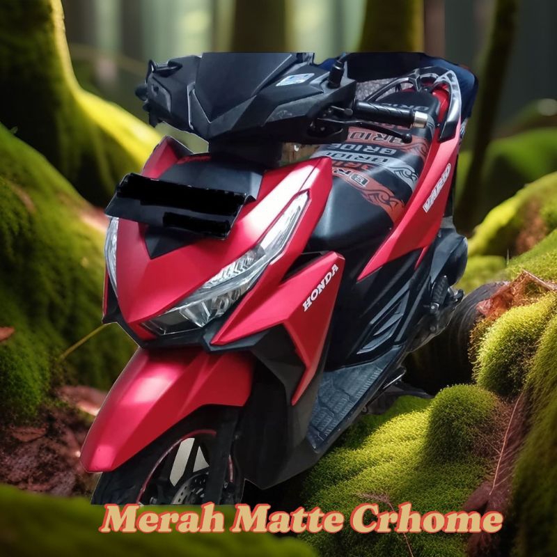 SKOTLET SATIN MERAH MAROON//SKOTLET STIKER MOTOR WARNA MATTE CRHOME MERAH MAROON.