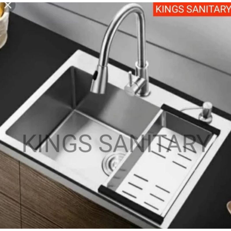 Kitchen Sink 6045 Stainless Komplit Set Kran /Wastafel Bak Cuci Piring 1 Lobang Mimalis Model ONAN I
