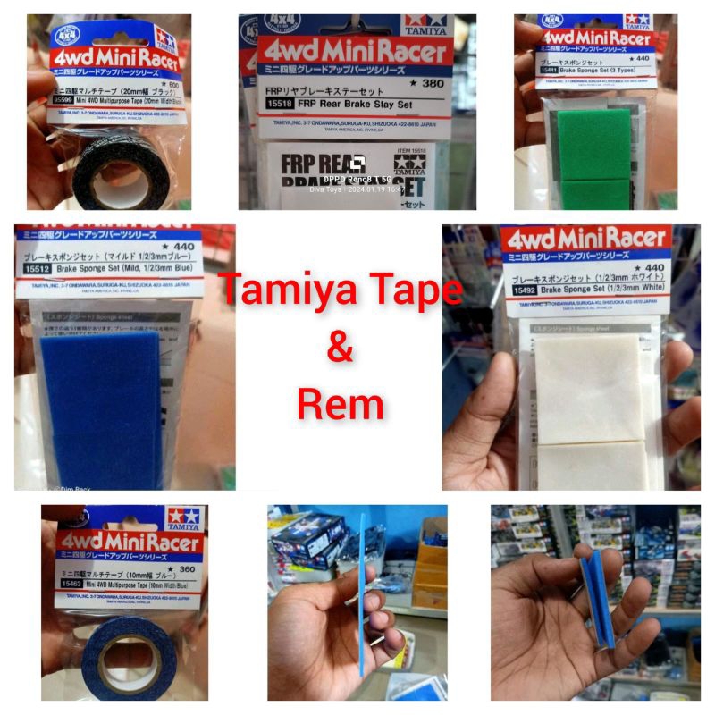 Brake sponge 123 Rem Tamiya & Tamiya Tape ( ada pilihan Varian Tamiya tape & Brake Sponge )