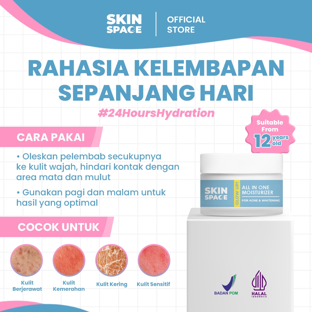 SKINSPACE BUNDLE GLOW UP ALL IN ONE MOISTURIZER 15GR + 30GR - PELEMBAB WAJAH MENCERAHKAN (BPOM)