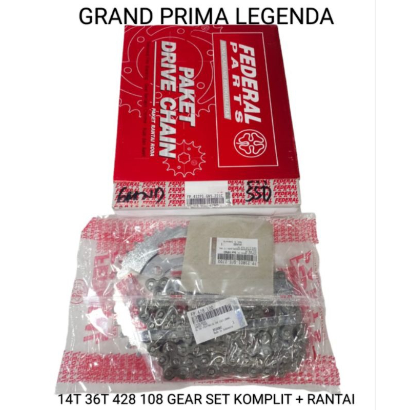 GEAR GIR KOMPLIT GRAND PRIMA LEGENDA 14T 36T 428 108