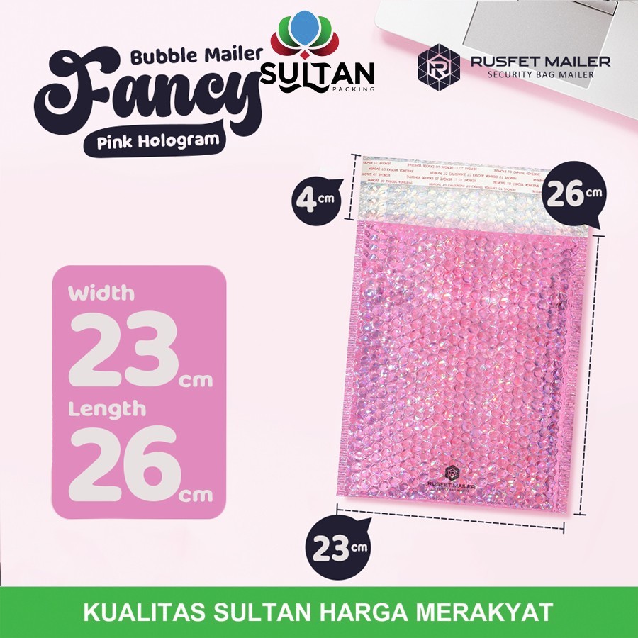 

AMPLOP BUBBLE MURAH|BUBBLE MAILER|BUBBLE PACKING PINK HOLOGRAM 23x26