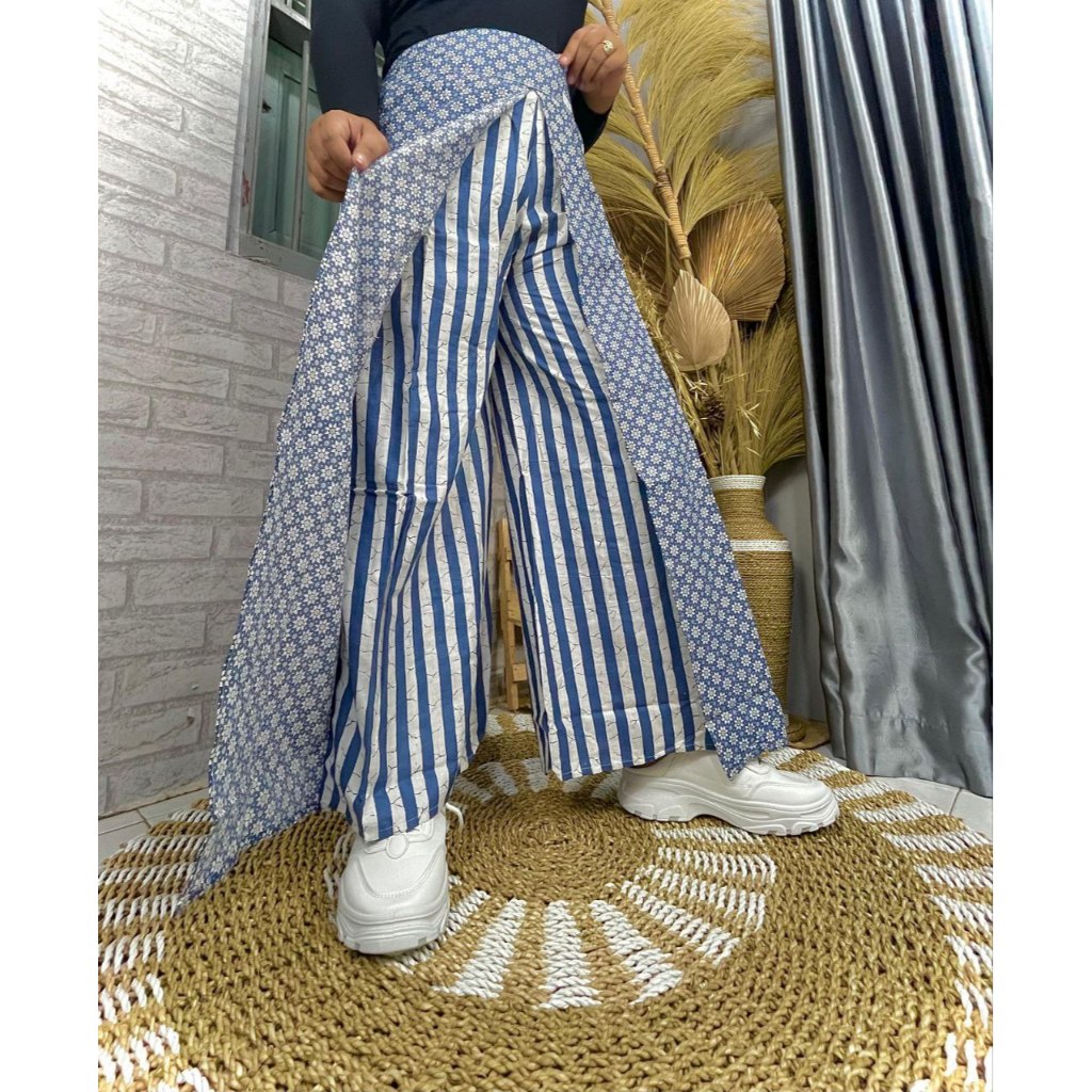 AR.Store - Celana Kulot Batik Panjang Layer Tumpuk/ Celana Kerja Kantoran / Celana Outfit OOTD