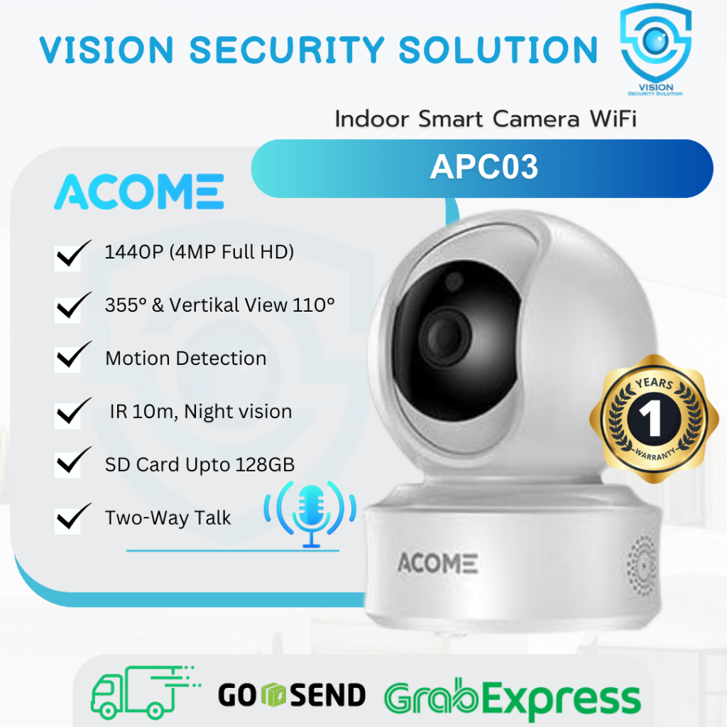 Acome APC03 4MP Smart Camera CCTV Indoor WiFi Camera Two Way Talk - Smart CCTV Indoor - Garansi Resm