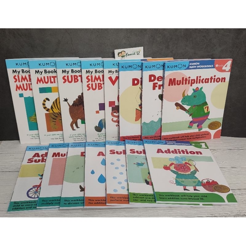 [MANICCA] KUMON Math Workbook Grade 1 2 3 4 6 7 8 / Buku belajar membaca, berhitung dan lainnya