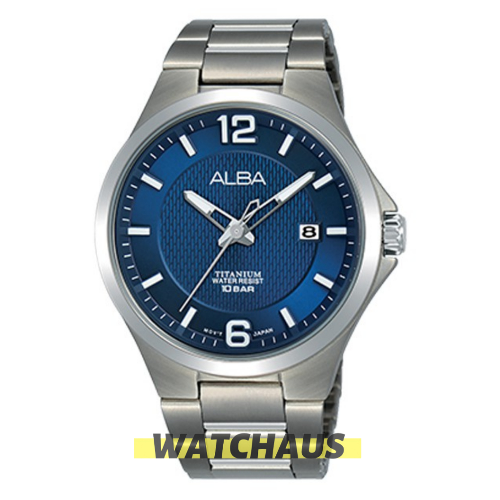 JAM TANGAN PRIA ALBA AS9G27 AS9G27X AS9G27X1 AS9G27X1X ANALOG SILVER BLUE STAINLESS STRAP