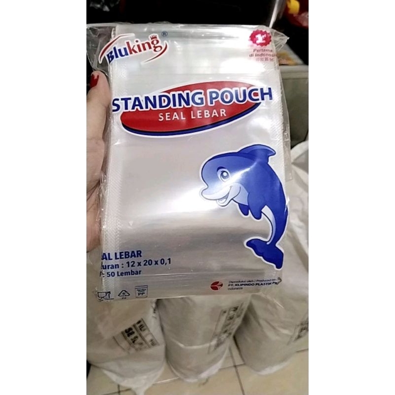 Grosir 100 pack Kantong Plastik Standing Pouch 12x20 Seal Lebar Isi 50 Pcs