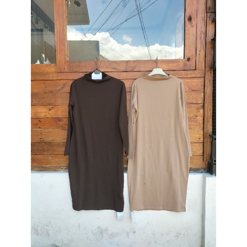 DRESS WANITA TERMURAH BAHAN KAOS ADEM KERAH TINGGI
