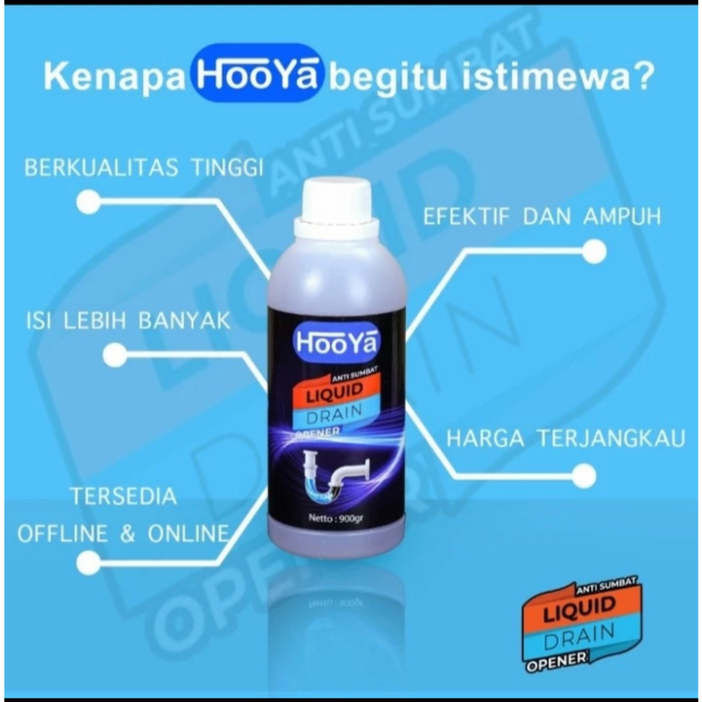 HOOYA Cairan Anti Sumbat 900 Gram Liquid Drain Mengatasi Penyumbatan Pipa Paralon / Gel Pelancar Sal