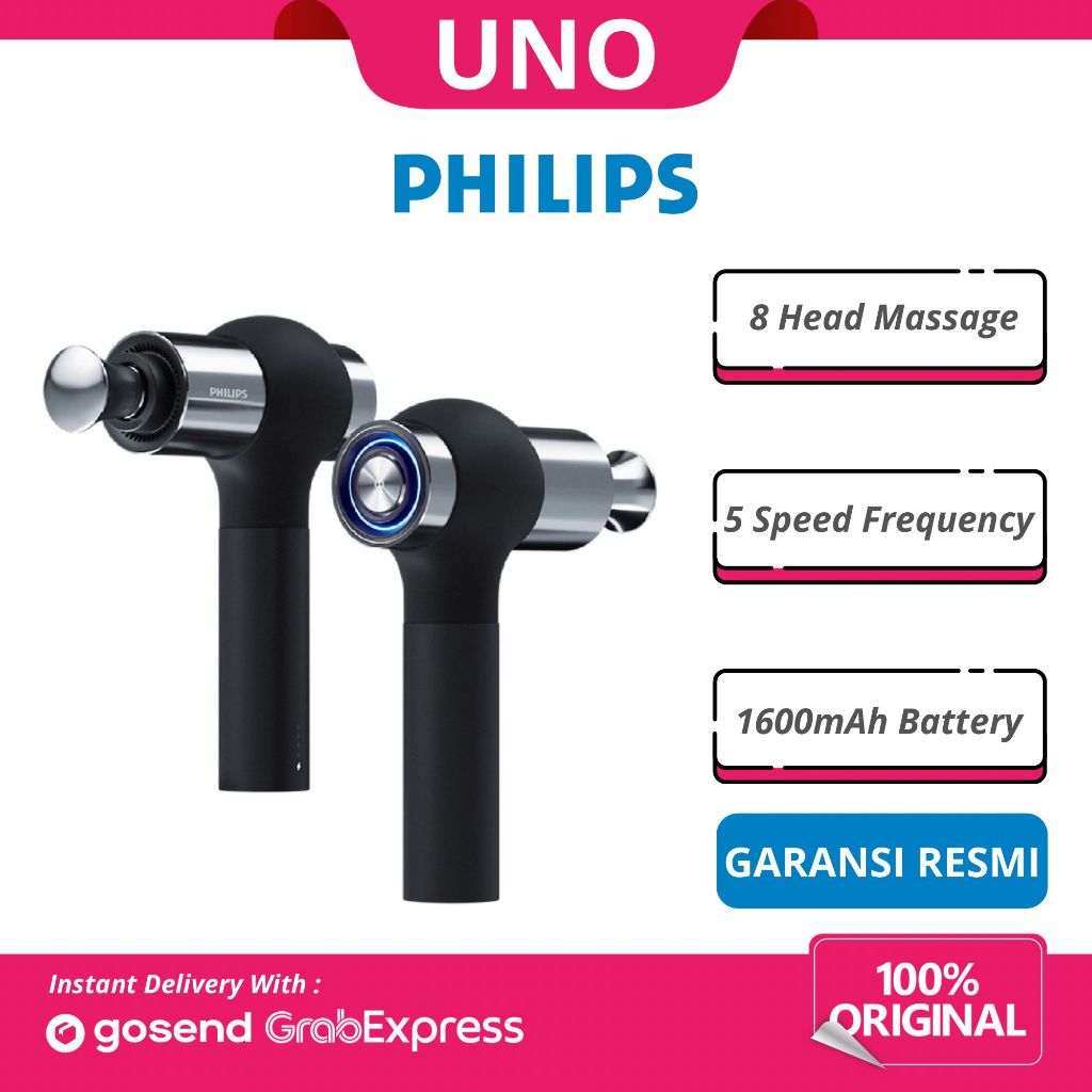 PHILIPS PPM5201G Massage Gun 8 Head 5 Speed Mode Alat Pijat Multifungsi