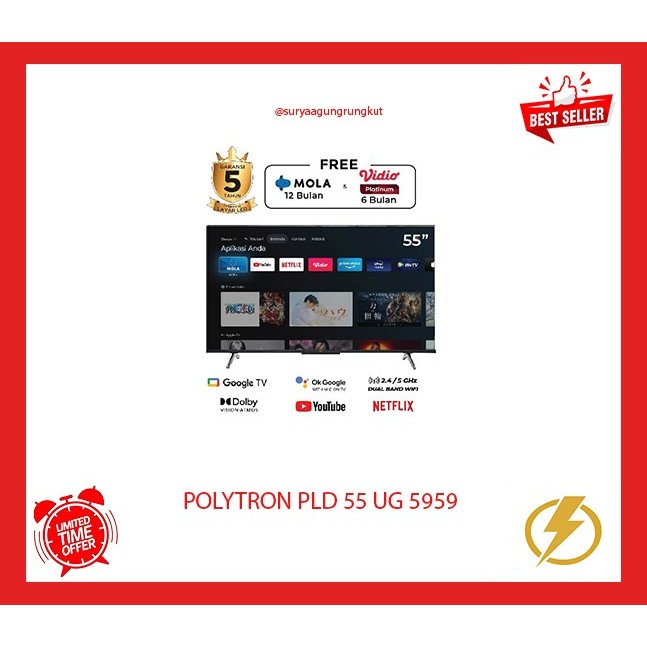 DIGITAL LED POLYTRON 4K UHD SMART TV 55 INCH PLD 55 UG 5959
