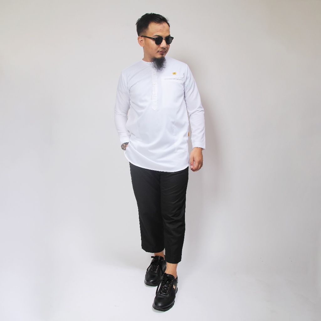 Kurta Hanif by Al Amwa Premium | Kurta Pria Dewasa Lengan Panjang | Kurta Putih Polos