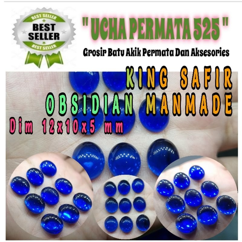 Batu king safir obsidian manmade / batu akik permata king safir