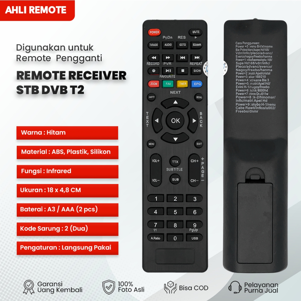 Remote STB Parabola Kaonsat 899HD DVB T2 / Remot STB Kaonsat 899HD