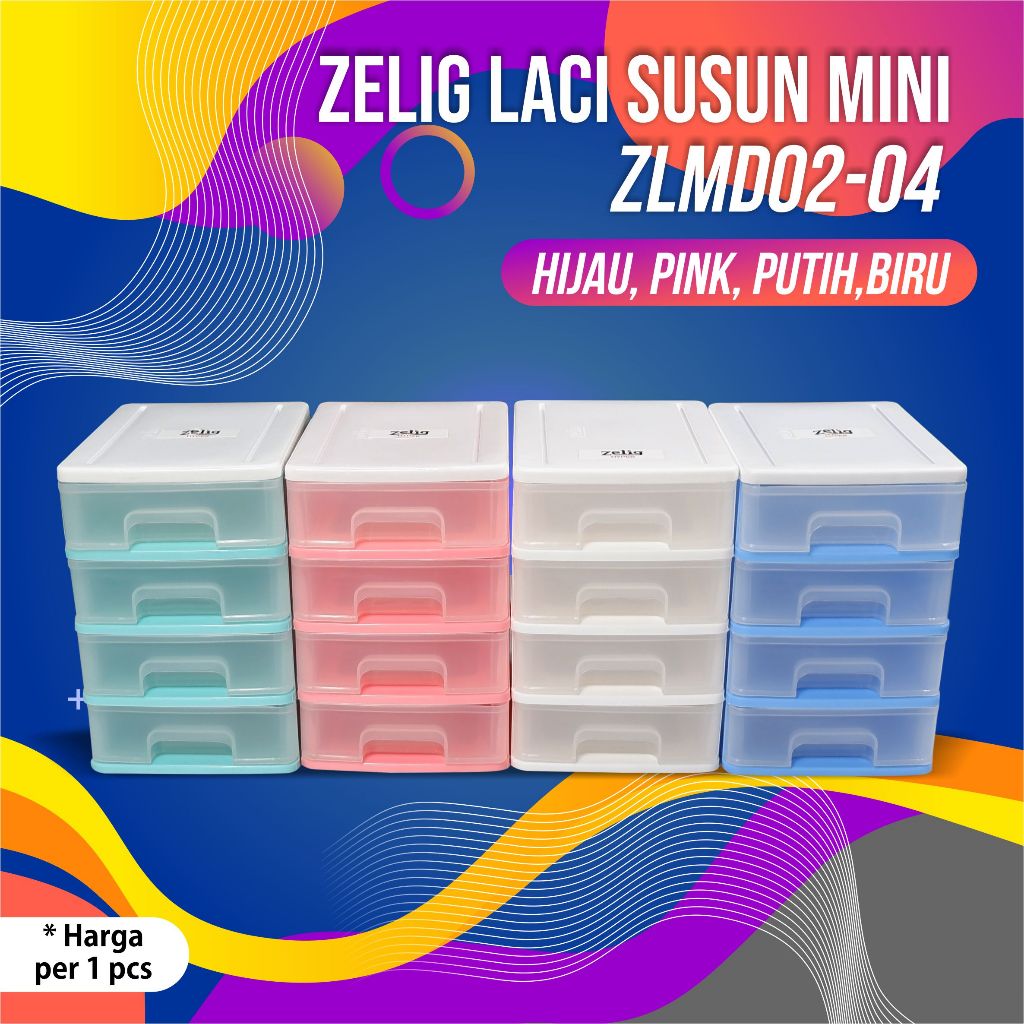 ZELIG LACI SUSUN MINI tempat kotak obat make up kosmetik serbaguna aesthetic MURAH LARIS 4 laci