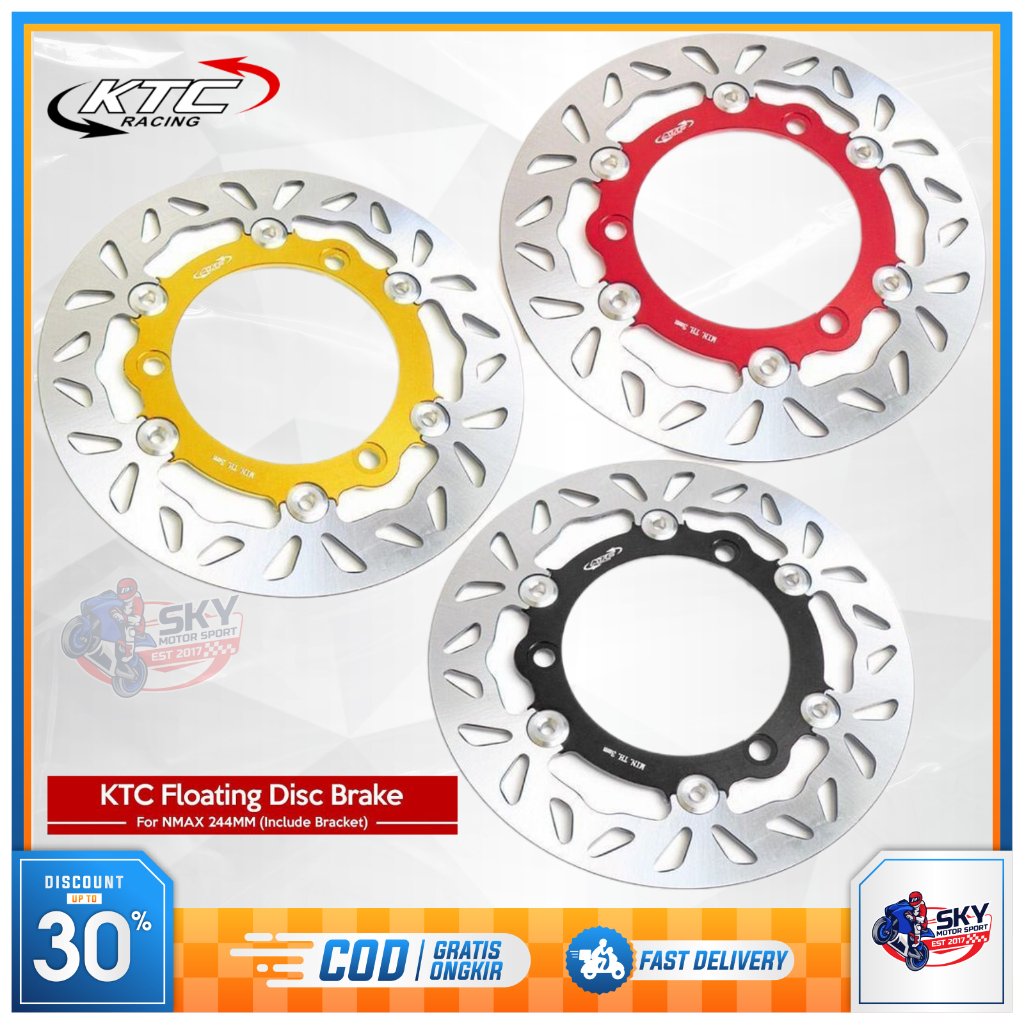 Disc Piringan Cakram Depan Belakang KTC Floating Nmax Aerox Lexi Lubang 3 244mm Original