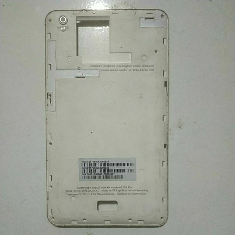 Tulangan bekas tab Advan Vandroid t1g kurang tombol