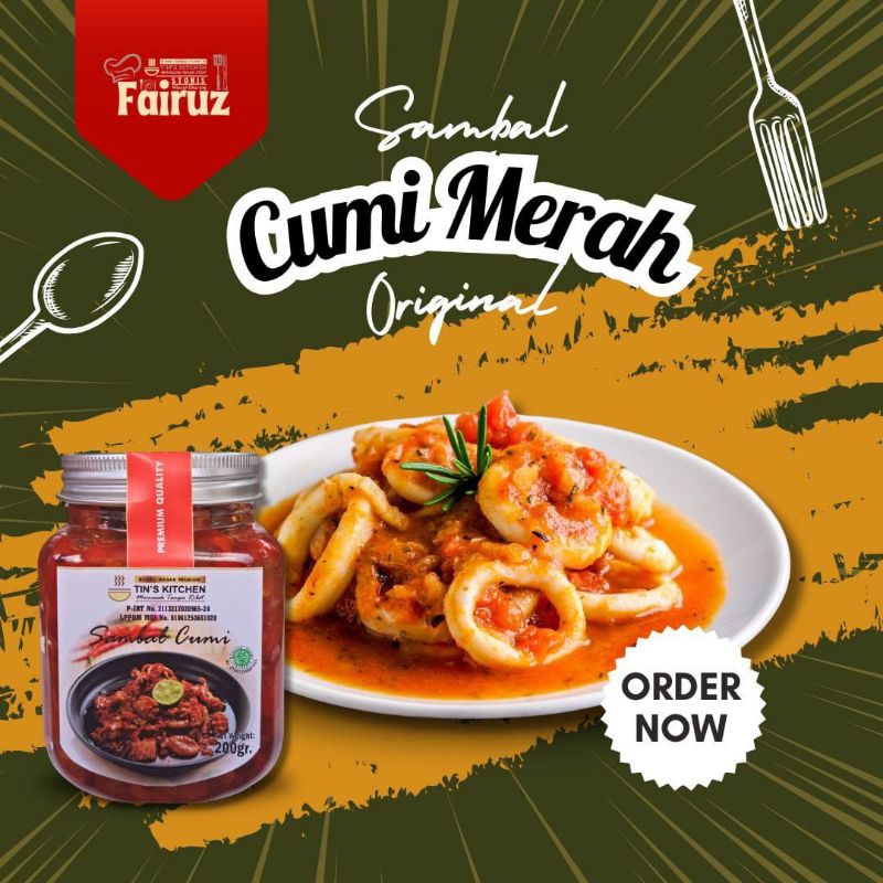 

Sambal Cumi Merah Original Tin's Kitchen Kemasan Unyu 200 gram