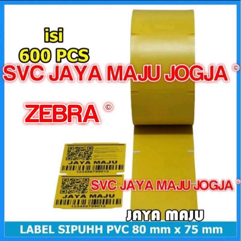 

[ ZEBRA ] 80 X 75 PVC - 1 LINE - ISI 600 PCS - KUNING || LABEL BARCODE PVC - YELLOW || 80X75 CUSTOM ORDER - ZEBRA - ZD420 ZD 420 ZD421 ZD 421 - RIBBON RESIN R300 90X300 90 X 300 - SIPUHH PERHUTANI SISTEM INFORMASI HASIL HUTAN
