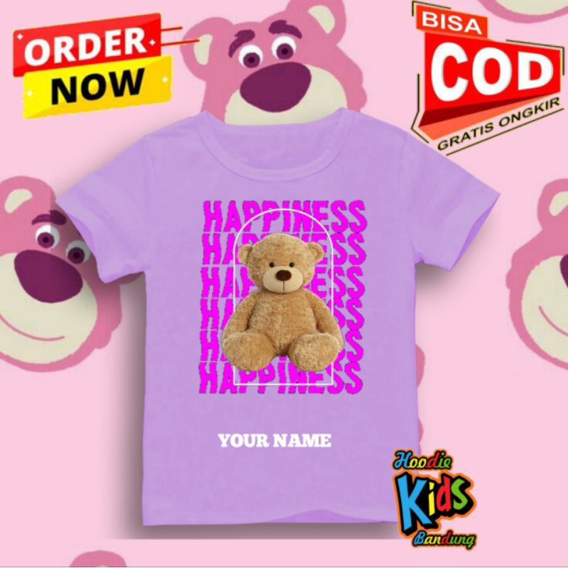 Kaos atasan anak perempuan animasi beruang petir -tshirt baju anak gambar beruang petir Terbaru free