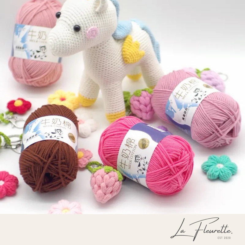 Benang Rajut Milk Cotton/Benang Katun Susu/Milk Cotton Yarn/Benang Milk Cotton (1-50)