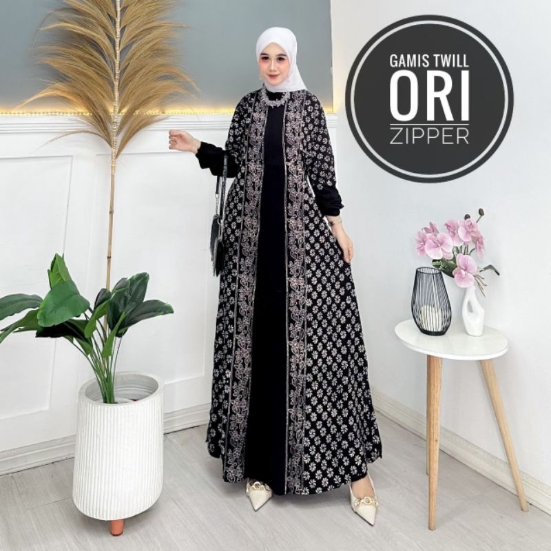ALENA BATIK - Gamis twill ori zipper busui | READY size XXL