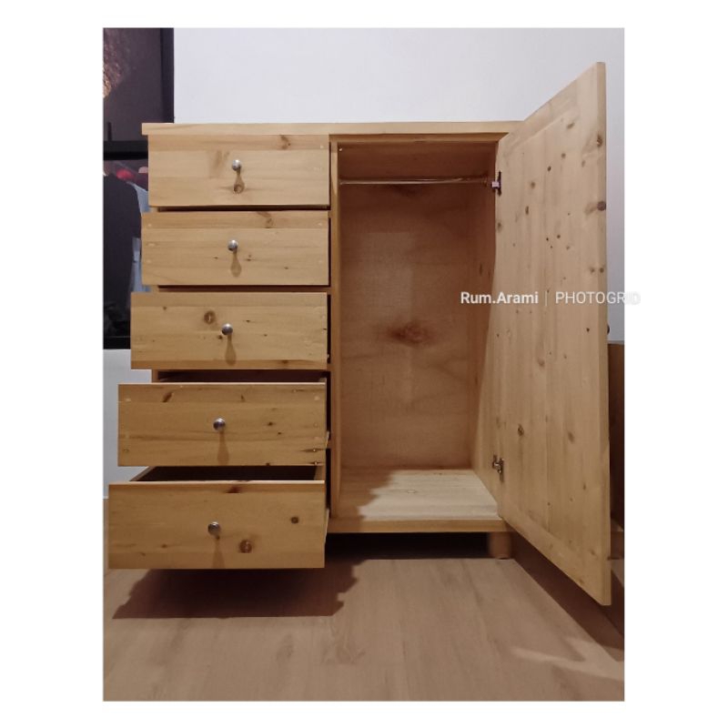 Lemari gantungan drawer laci kayu solid jati belanda preloved