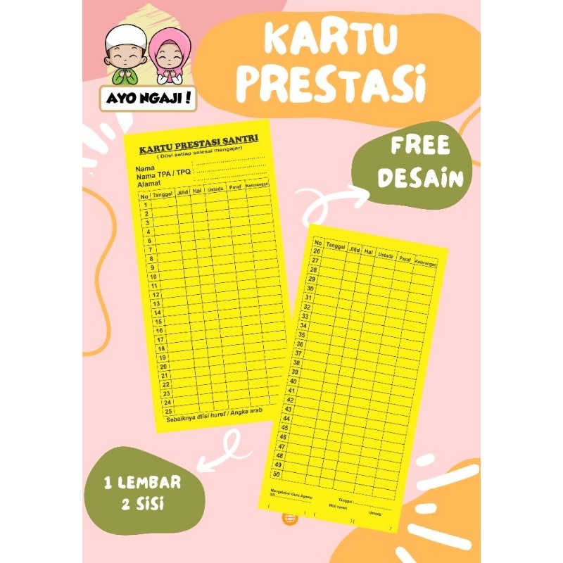 

Kartu Prestasi Santri CUSTOM
