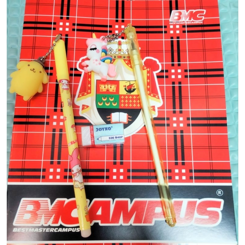 paket buku tulis & alat tulis pulpen & pensil motif lucu