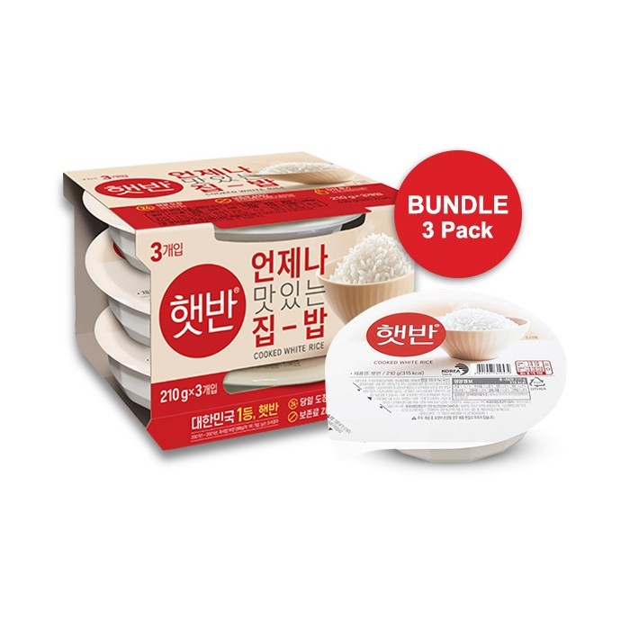 

Beksul Hetbahn Cooked White Rice Nasi Putih Instan Korea (210gr@3Bdl)