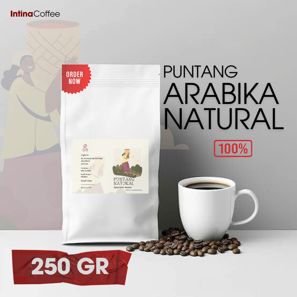 

Kopi Biji/Bubuk Arabika 250 gram 100% Arabica Natural Puntang