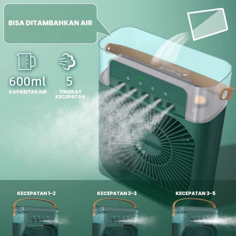 Kipas AC Cooler Kipas AC Mini Portable Kapasitas Air 600ml Kipas Pendingin Portable Tahan Lama AC Mi