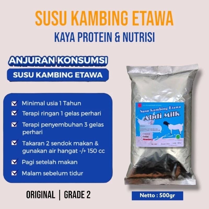 

Susu kambing etawa grade 2 netto: 500gr