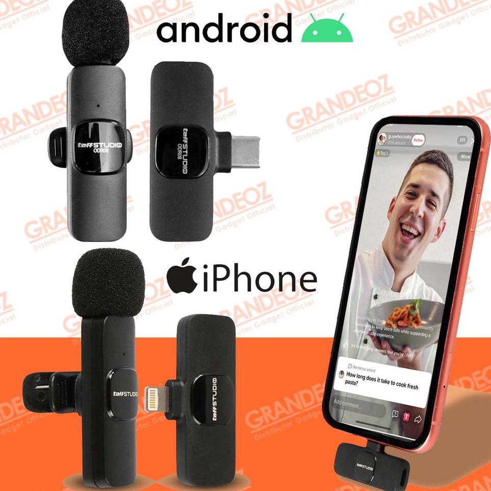 ART W83E Microphone Wireless Lavalier Lapel Live USB Type C Tipe Clip On Mikrofon Mic Lightning Appl