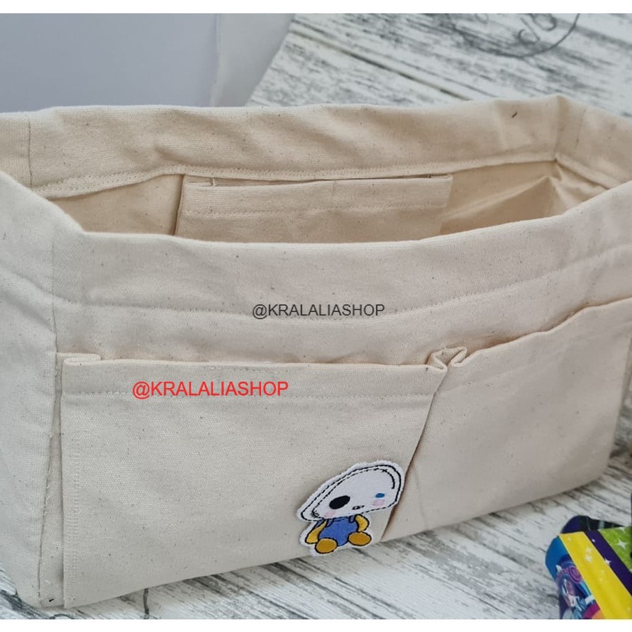 KF7 Pouch Organiser Bahan Blacu Canvas dan Hitam Twill