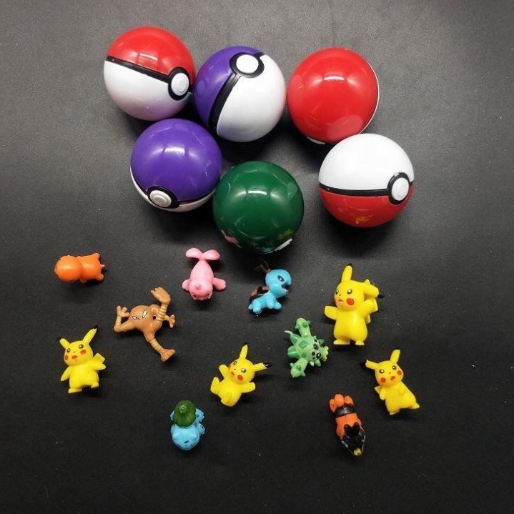 Super Pokeball Mini 2cm All Random berhadiah Figure Pokemon  Sticker tempel 6Pcs