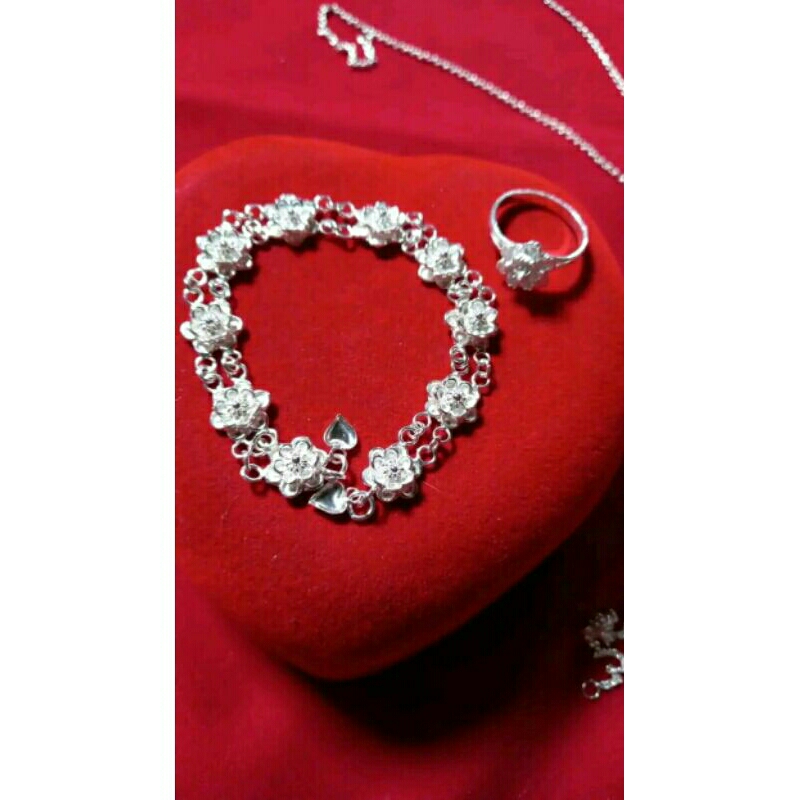 perak asli 100% murni 1set gelang+cincin buat dewasa&anak