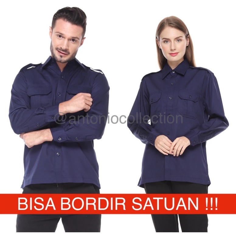 Speial Prie Baju PL Biru ngker Navy Lengan Panjang  Kemeja PH  Baju PNS  Baju Lapangan 9N