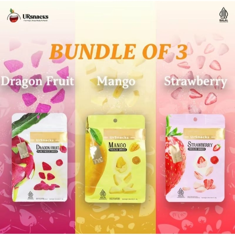 

Ursnacks paket 3 bundle ( buah naga mangga strawberry)